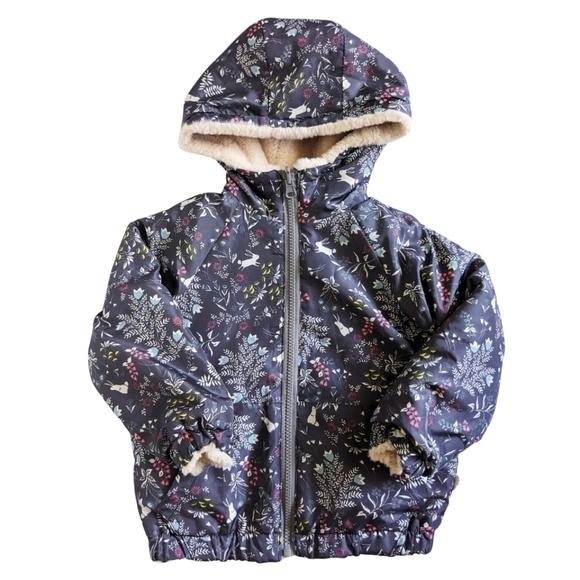 PEEK Kids Andrea Faux Fur Reversible Jacket Woodland Little Girls Toddler 3T - Picture 1 of 9